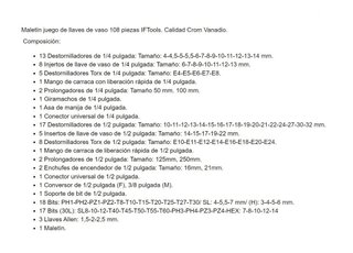 MALETÍN DE HERRAMIENTAS 108 PIEZAS __
