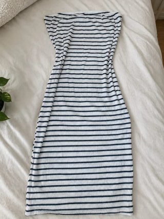 Vestido tubo rayas negro y blanco largo