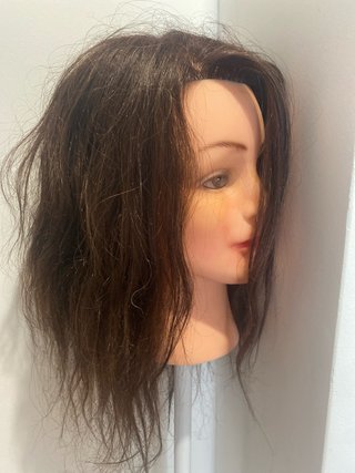 Cabeza de peluquería con soporte (pelo natural )
