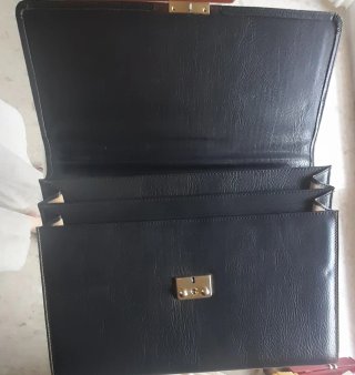 Maletín ejecutivo piel Nobuck negro/marrón