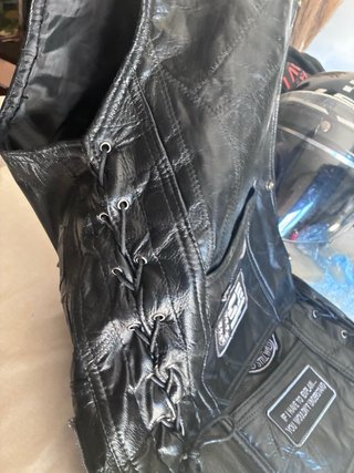 Chaleco biker de cuero auténtico – Talla XL – Parc