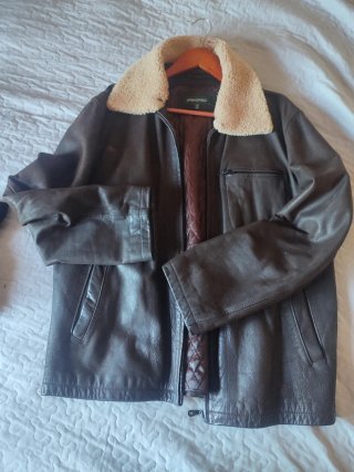 Cazadora Piel Marrón Springfield Talla L