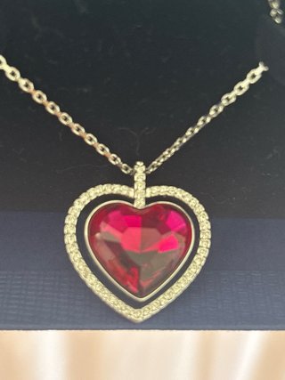 Collar Corazón Swarovski Rojo y Plateado
