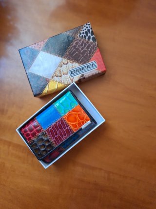 Cartera monedero patchwork piel