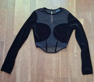 Top terciopelo Bershka negro