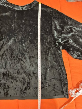 Black crushed velvet long-sleeve Italian blouse