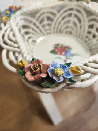 Frutero Porcelana Manises Flores