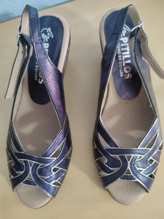 Sandalias Pitillos Talla 37 Azul y plata