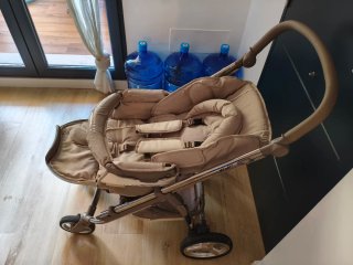 Carrito Bebé Bébécar Ip-Op Beige Chasis Cromado