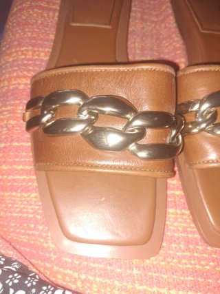 Chanclas Zara Mujer Marrón y Dorado