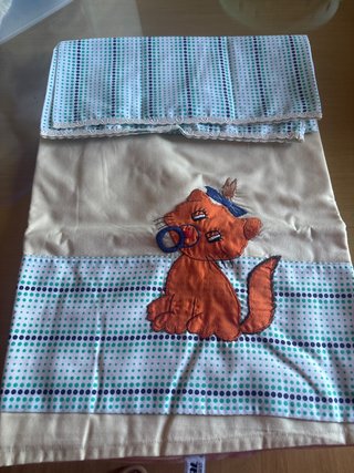 Sabana cuna + funda almohada gato
