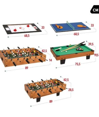 Mesa Multijuegos. Futbolín-Ping Pong-Hockey-Billar