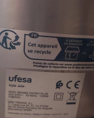 Piezas Batidora Ufesa Zafiro Plus