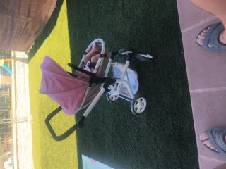 Muñeca reborn bebé con carrito y accesorios