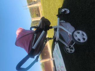 Muñeca reborn bebé con carrito y accesorios