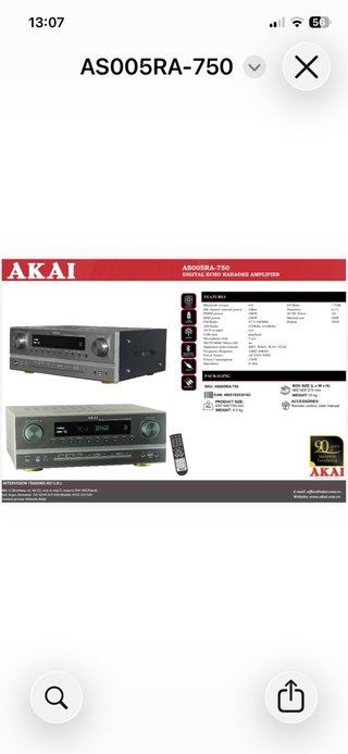 Receptor AKAI 5.1 Karaoke AS005RA-750 sin mando