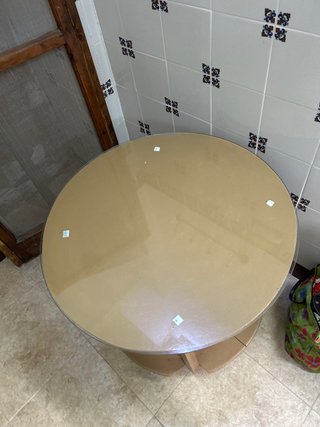 Mesa redonda madera y cristal