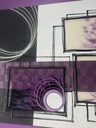 Cuadro abstracto morado y blanco