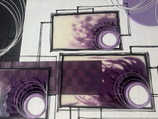 Cuadro abstracto morado y blanco