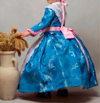 Traje de Fallera Azul y Rosa