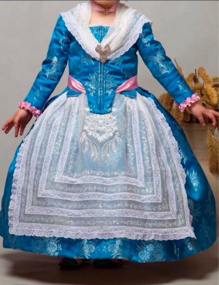 Traje de Fallera Azul y Rosa