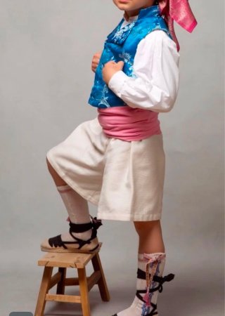 Traje de Fallera Azul y Rosa