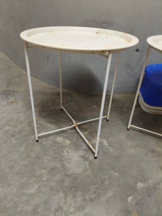 Pareja Mesas Auxiliares Plegables Metal Blanco