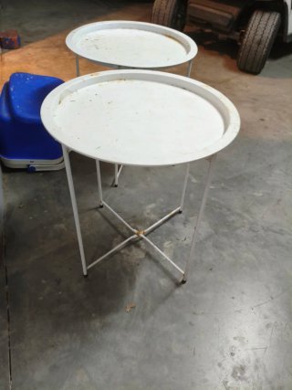 Pareja Mesas Auxiliares Plegables Metal Blanco