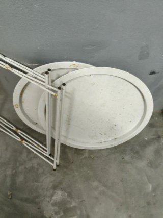 Pareja Mesas Auxiliares Plegables Metal Blanco