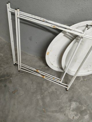 Pareja Mesas Auxiliares Plegables Metal Blanco