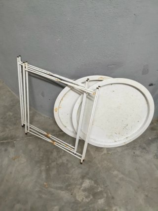 Pareja Mesas Auxiliares Plegables Metal Blanco