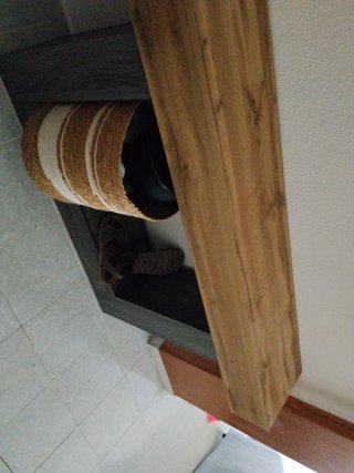 Mueble recibidor de entrada madera y yute
