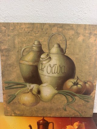 Cuadro decorativo tela dorado y verde