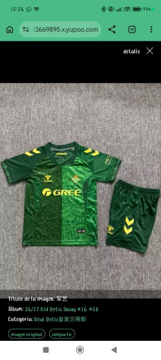 Conjunto niño Real Betis 26/27 talla 10 años