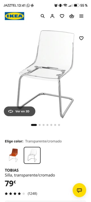 Mesa cristal y 4 sillas transparentes
