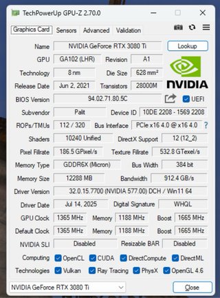Nvidia GeForce RTX 3080 Ti 12GB Palit