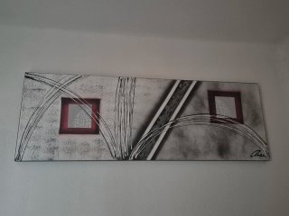 Cuadro moderno gris y rojo