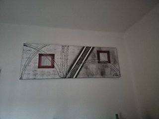 Cuadro moderno gris y rojo