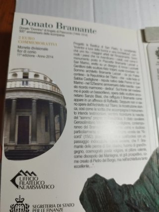 San Marino 2€ Donato Bramante 2014