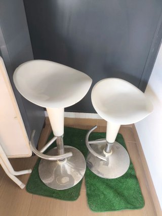 Conjunto 2 Banquetas Taburetes Altos Blancos