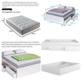 Cama Doble Habitdesign Kendra Blanca con Cajones