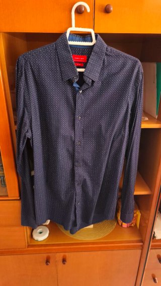Camisa Zara Hombre Azul Estampada XXL