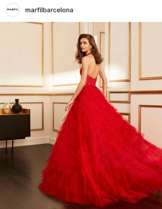 Vestido Marfil Barcelona Rojo