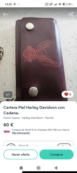 Cartera piel Harley Davidson con cadena