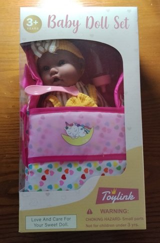 Muñeca bebé 30cm con cuna y accesorios vamei