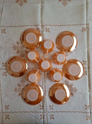 Juego Tazas Té Vintage Anchor Hocking Naranja