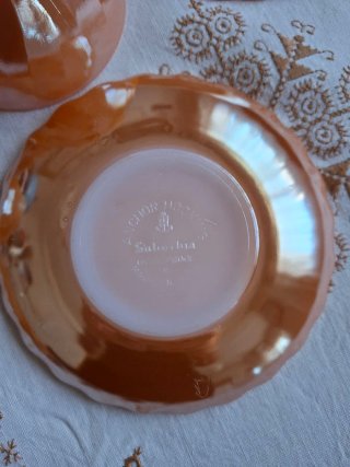 Juego Tazas Té Vintage Anchor Hocking Naranja