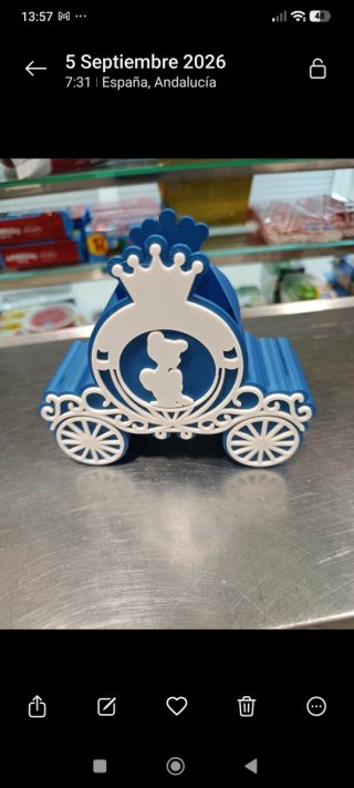 Carroza Cenicienta Portalápices Azul