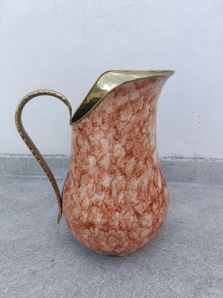 Brocca Caraffa Vintage Ottone Smalto Effetto Marmo