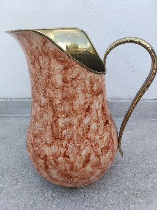 Brocca Caraffa Vintage Ottone Smalto Effetto Marmo